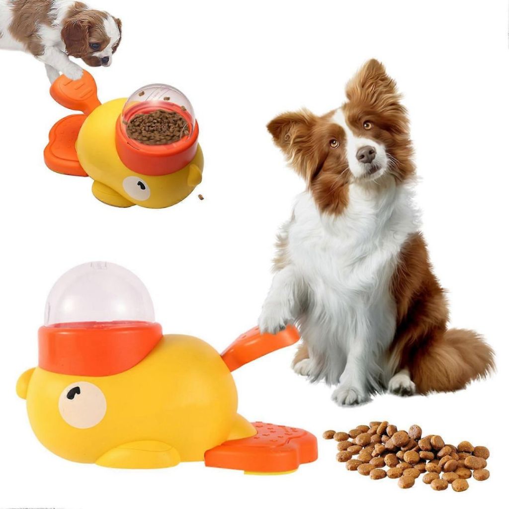 Dispensador Interativo De Comida Para Pets Em Forma De Pato Amarelo, Tigela Lenta para Pets em Oferta na Shopee