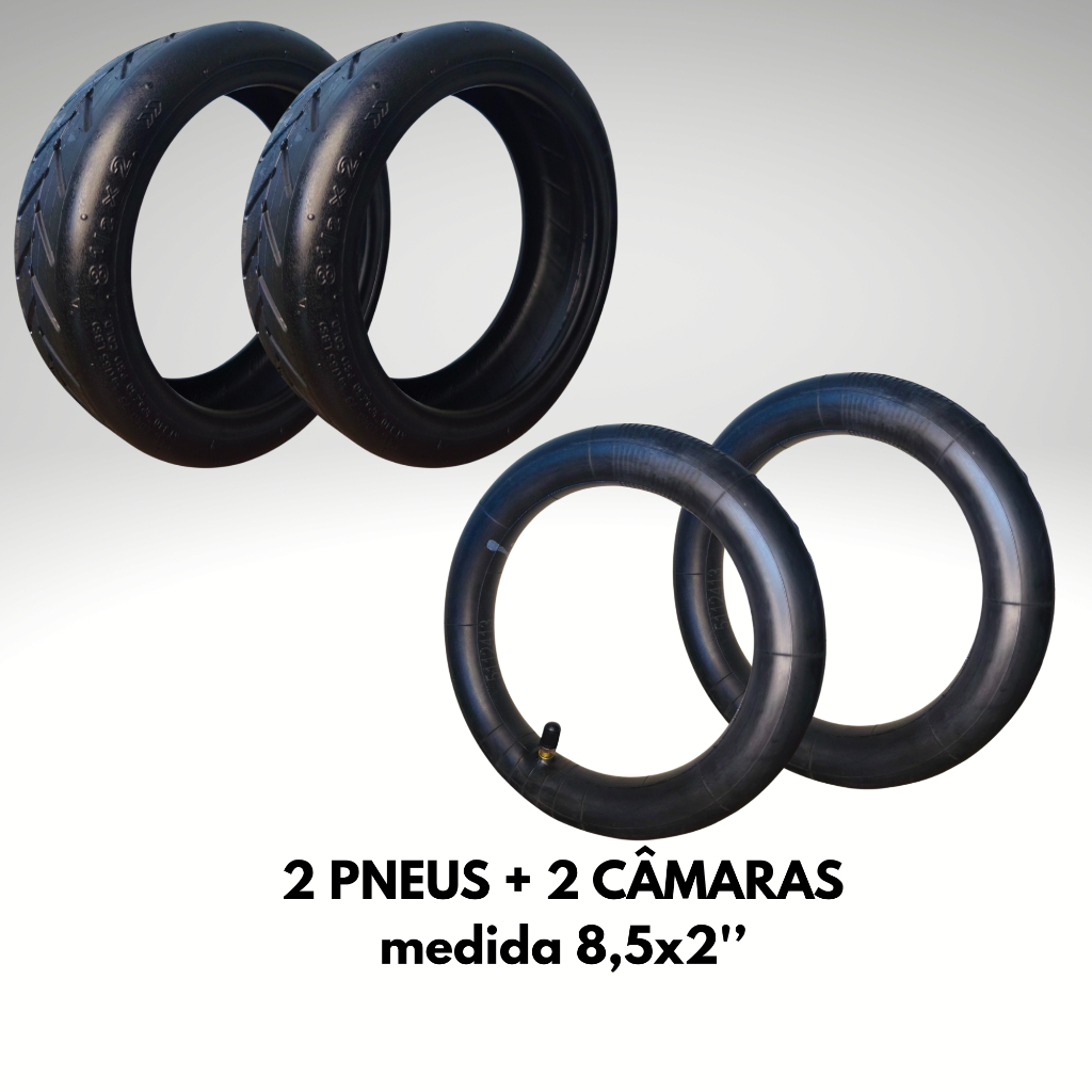 kit 2 pneus + 2 câmaras 8,5x2'' para patinete elétrico