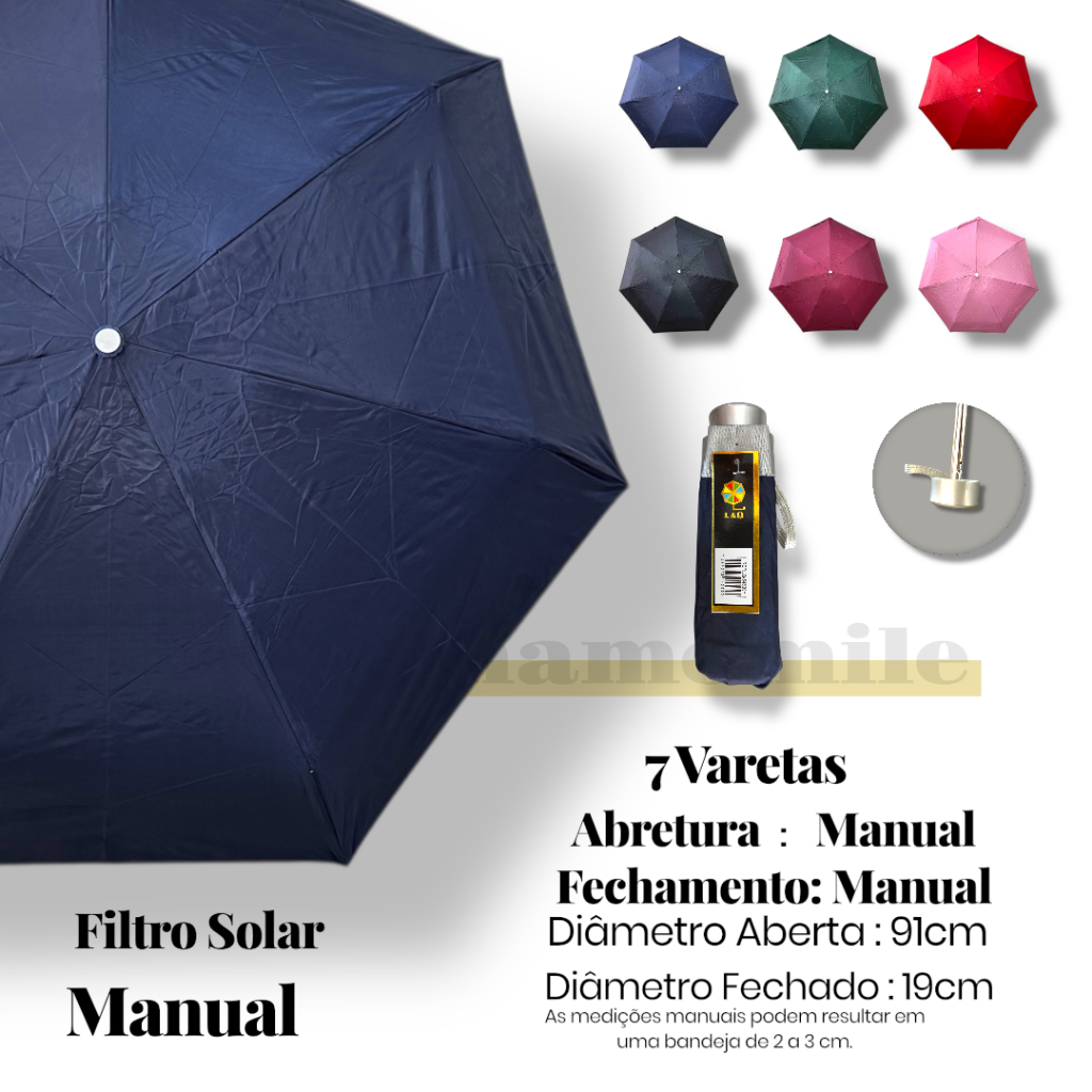 Mini Guarda Chuva de Bolsa Sombrinha Proteção Solar Resistente Filtro Solar Vinil UV Compacto e Leve em Oferta na Shopee