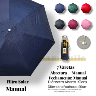 Mini Guarda Chuva de Bolsa Sombrinha Proteção Solar Resistente Filtro Solar Vinil UV Compacto e Leve em Oferta na Shopee