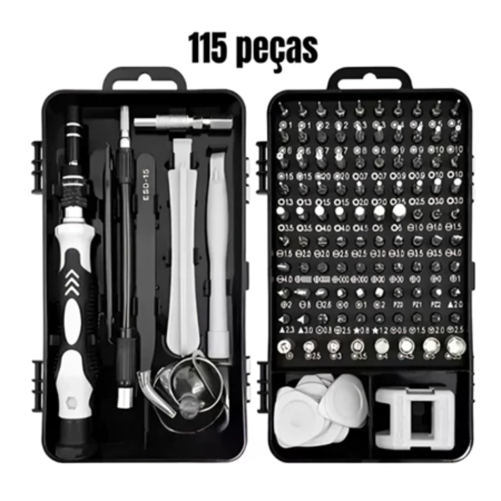 Kit Ferramenta 115 Chaves Precisão Celular Notebook Tablet