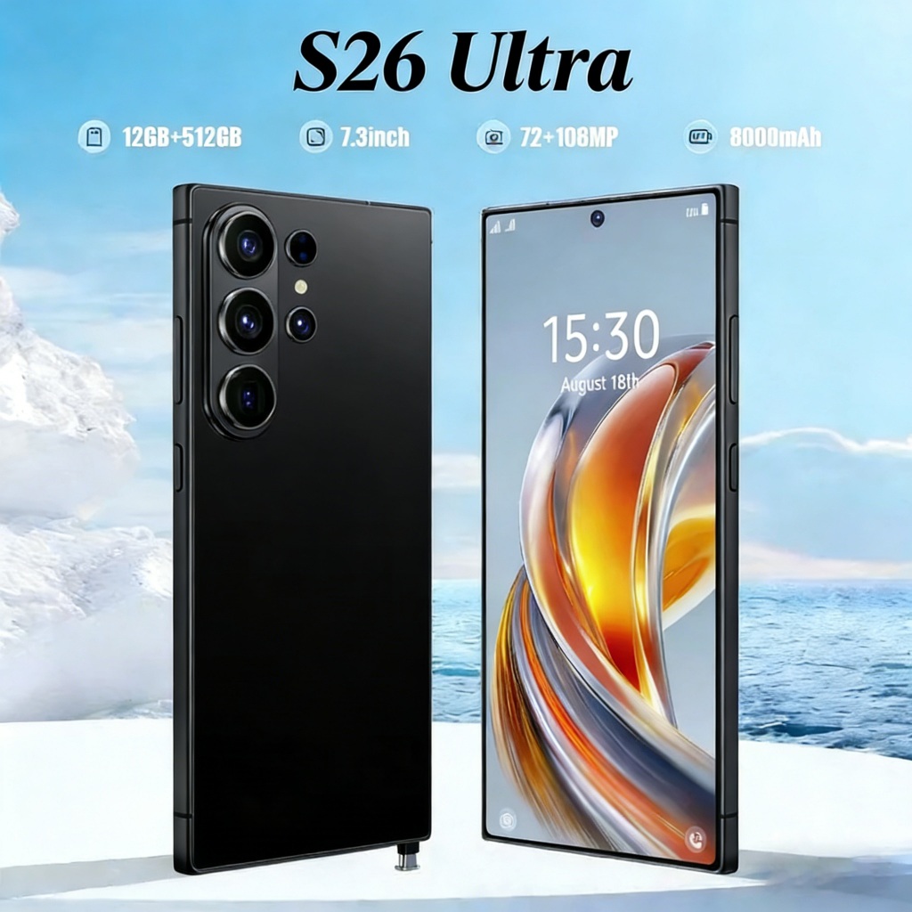 S26 Ultra Celular Smartphone 512GB ram AI Global 5G Dual Sim Android 14, 7.3” Tela,Câmera 108MP