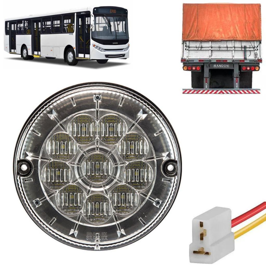 Kit Lanterna Traseira Onibus Caio Apache Vip Foz Super Caminhao Carreta Randon 125MM 10 Led