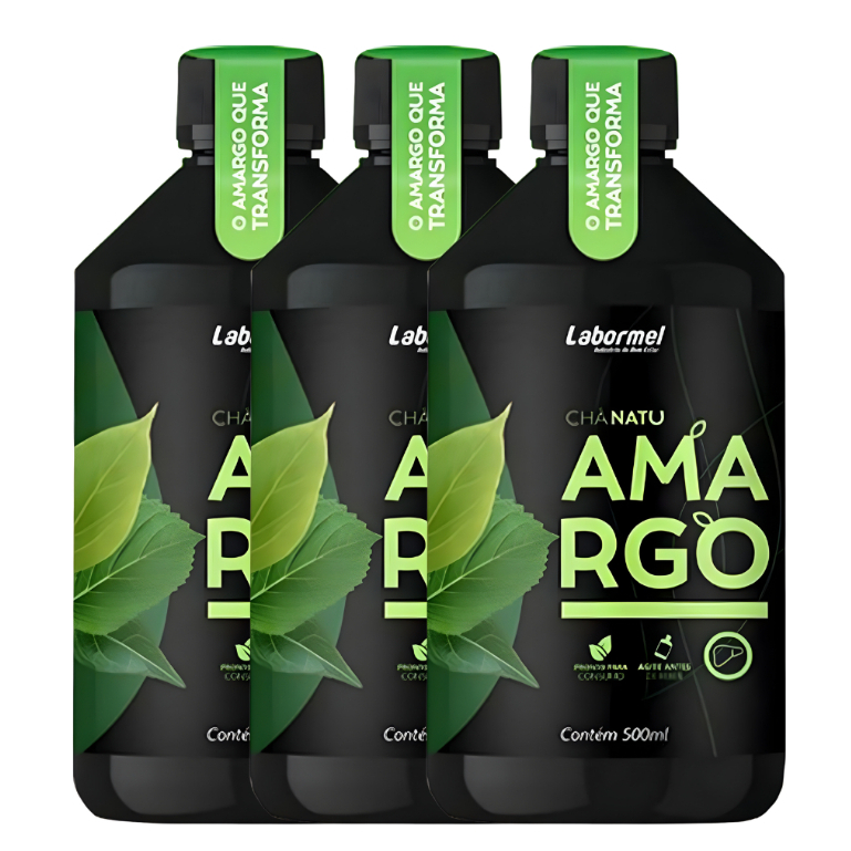 03un Chá Natural Amargo Natu Preto 500ml Labornatus