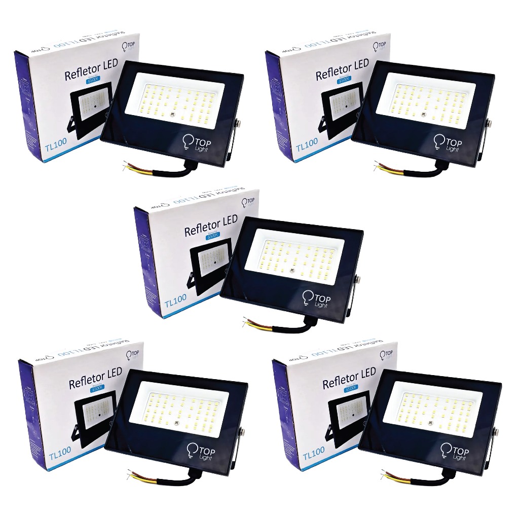 Kit 5 un Refletor 100w Projetor Led Branco Frio Slim Holofote Bivolt Prova Dágua 6500k mini em Oferta na Shopee