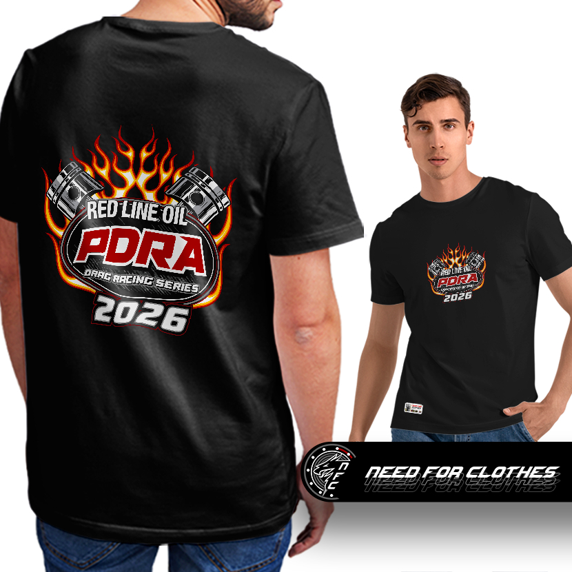 Camiseta Logo Pistões Red Line Oil PDRA Drag Racing Series 2026 Drag Racing Performance