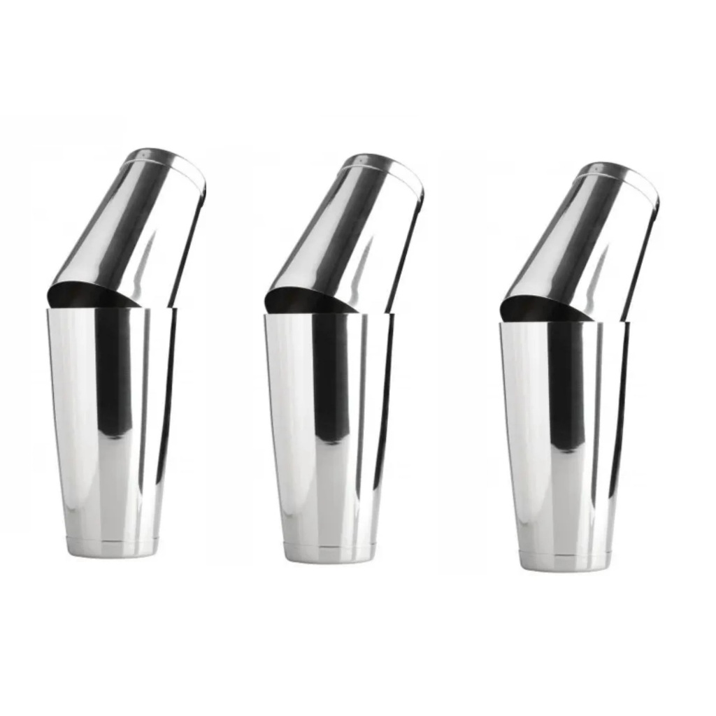 KIT 3 COQUETELEIRA PROFISSIONAL 800 ML 2 COPOS INOX REFORÇADA, BARMAN FESTA COQUETEL BATIDA BATEDOR CAIPINRINHA BEBIDA