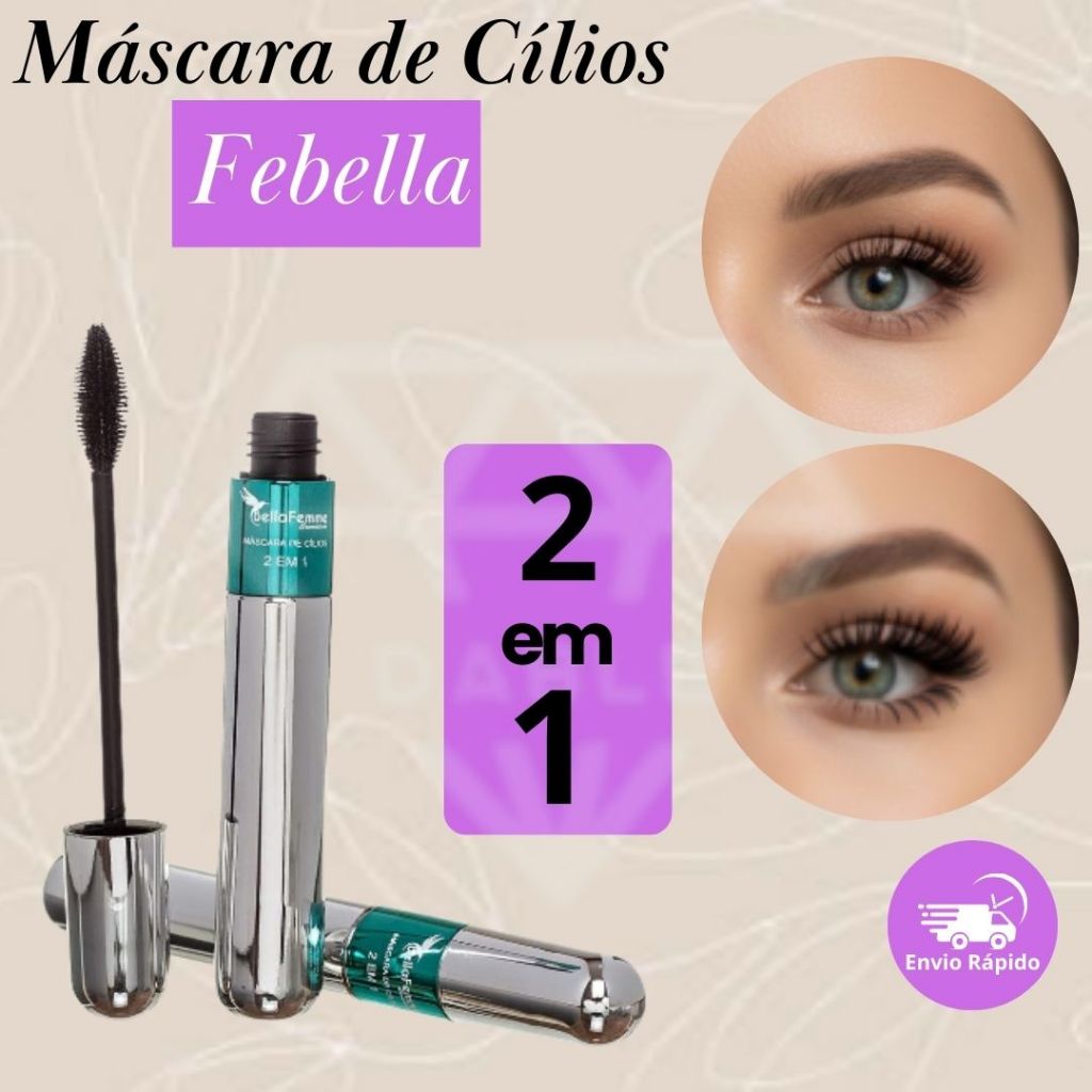 Máscara Para Cílios Rímel A Prova D’Água 2 em 1 4D Volume e Alongamento