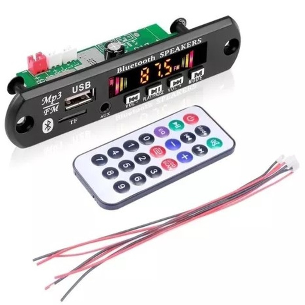 Módulo De Placa MP3 Bluetooth 5.0 12V-Reprodutor De Áudio USB/TF Com FM , Controle Remoto E Tela Colorida Para Carro