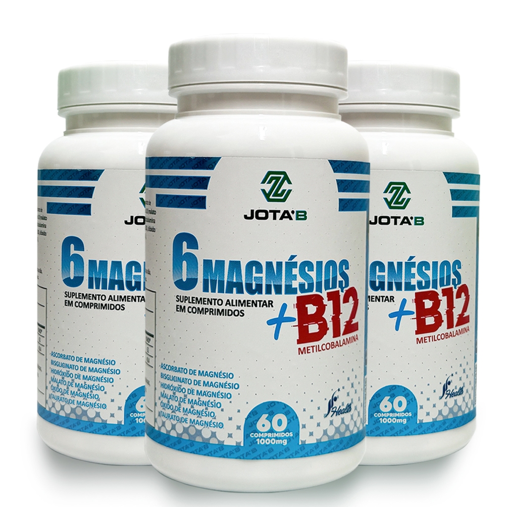 6 Magnésio + B12 Metilcobalamina 60 Cápsulas - 500MG Original - Concentrado com Laudo