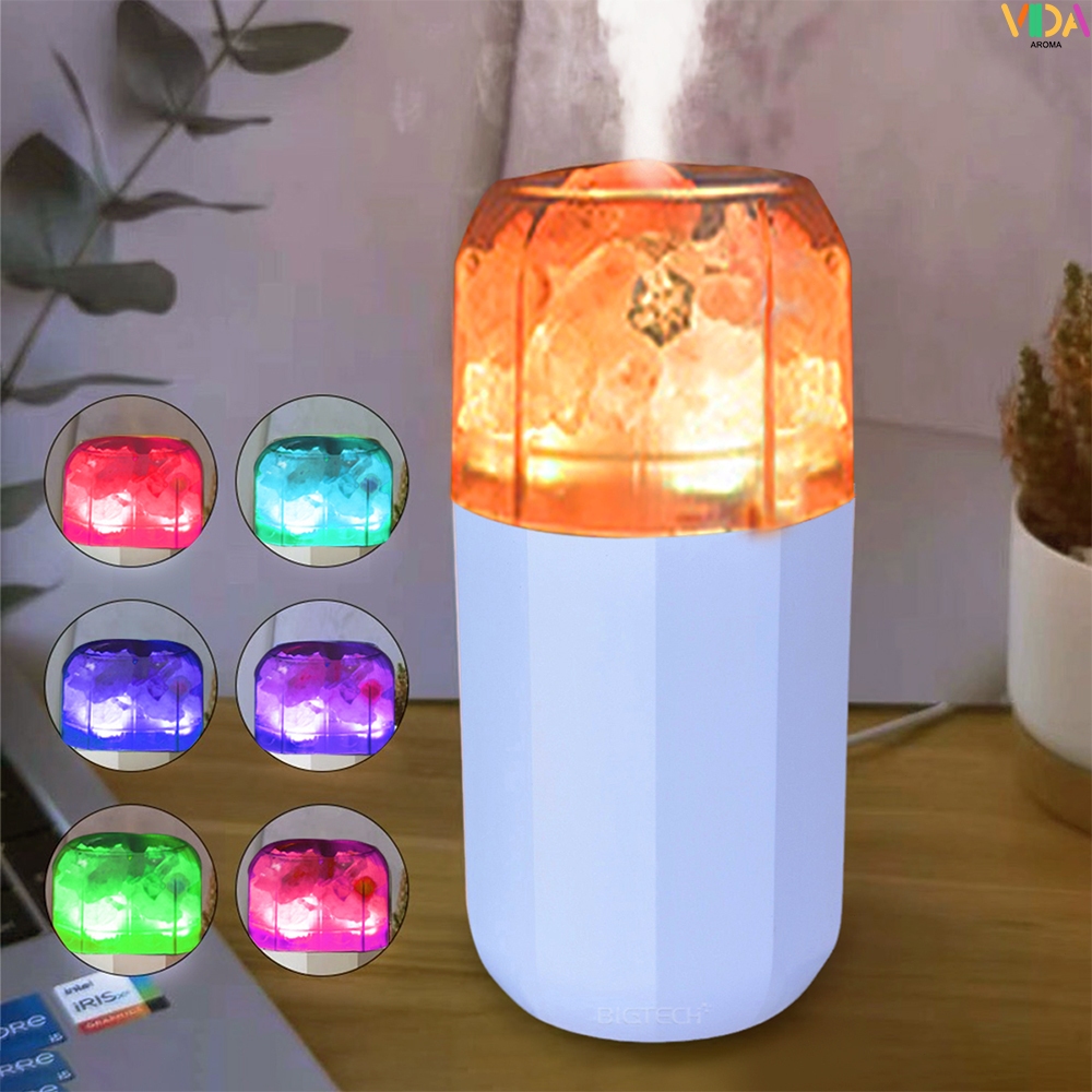 Difusor Aromatizador Umidificador De Ar Para Quarto Humidificador Pedra Salina 350ml Com Luz Ambiente Gradiente