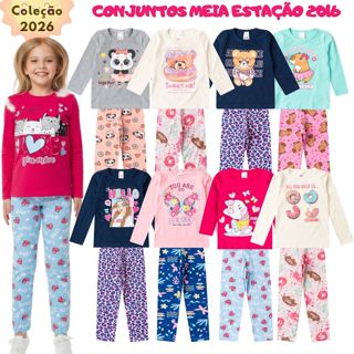 Kit Sortido 4 Peças 1/2 ESTAÇÃO de Roupas Feminino Infantil Inverno - 2 camisas manga longa +2 calças legging de 1 ao 16 em Oferta na Shopee