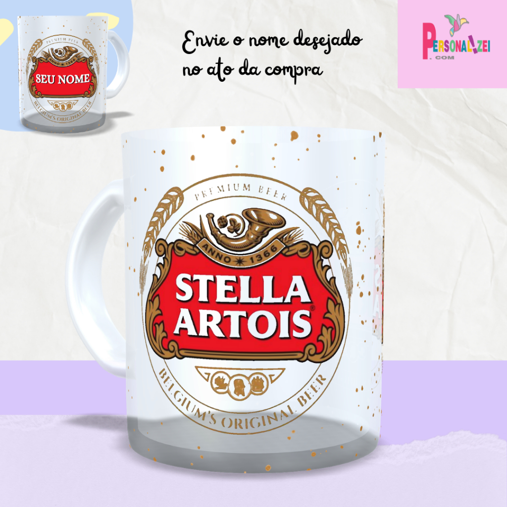 Caneca Vidro Stella Artois Com Nome Caneca Personalizada Stella Artois Vidro Caneca Vidro Jateado
