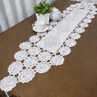 Caminho de mesa de croche feito a mao cozinha 1,40m em Oferta na Shopee