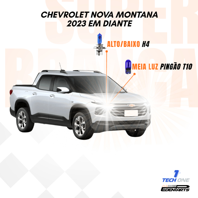 Kit Lâmpadas Chevrolet Montana 2023 em diante Super Brancas TechOne + Brinde