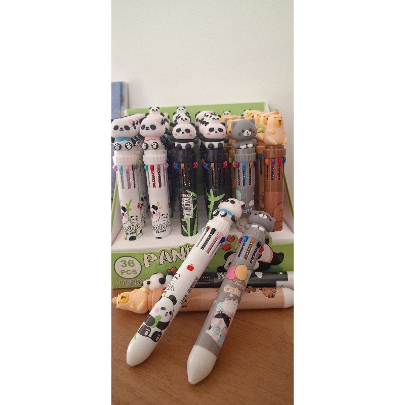 Caneta Panda capivara gatinho Fofa 10 Cores em 1 | Escolar, Estudante, Presente Criativo em Oferta na Shopee