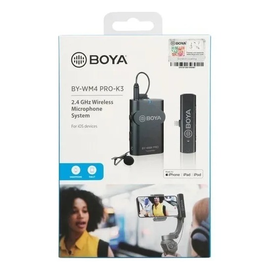 Microfone Lapela Sem Fio Boya By-wm4 Pro-k3 iPhone Lightning