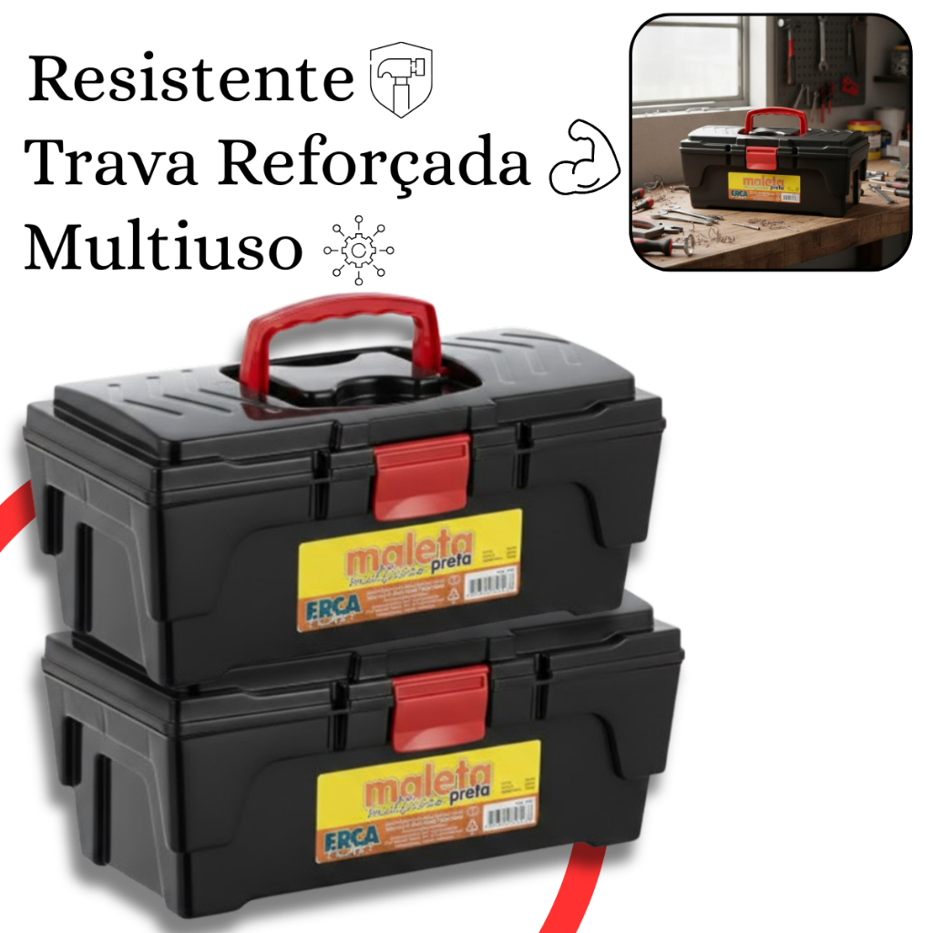 Kit 2 Maleta Caixa Multiuso Resistente Reforçada Sem Divisórias Plástica em Oferta na Shopee