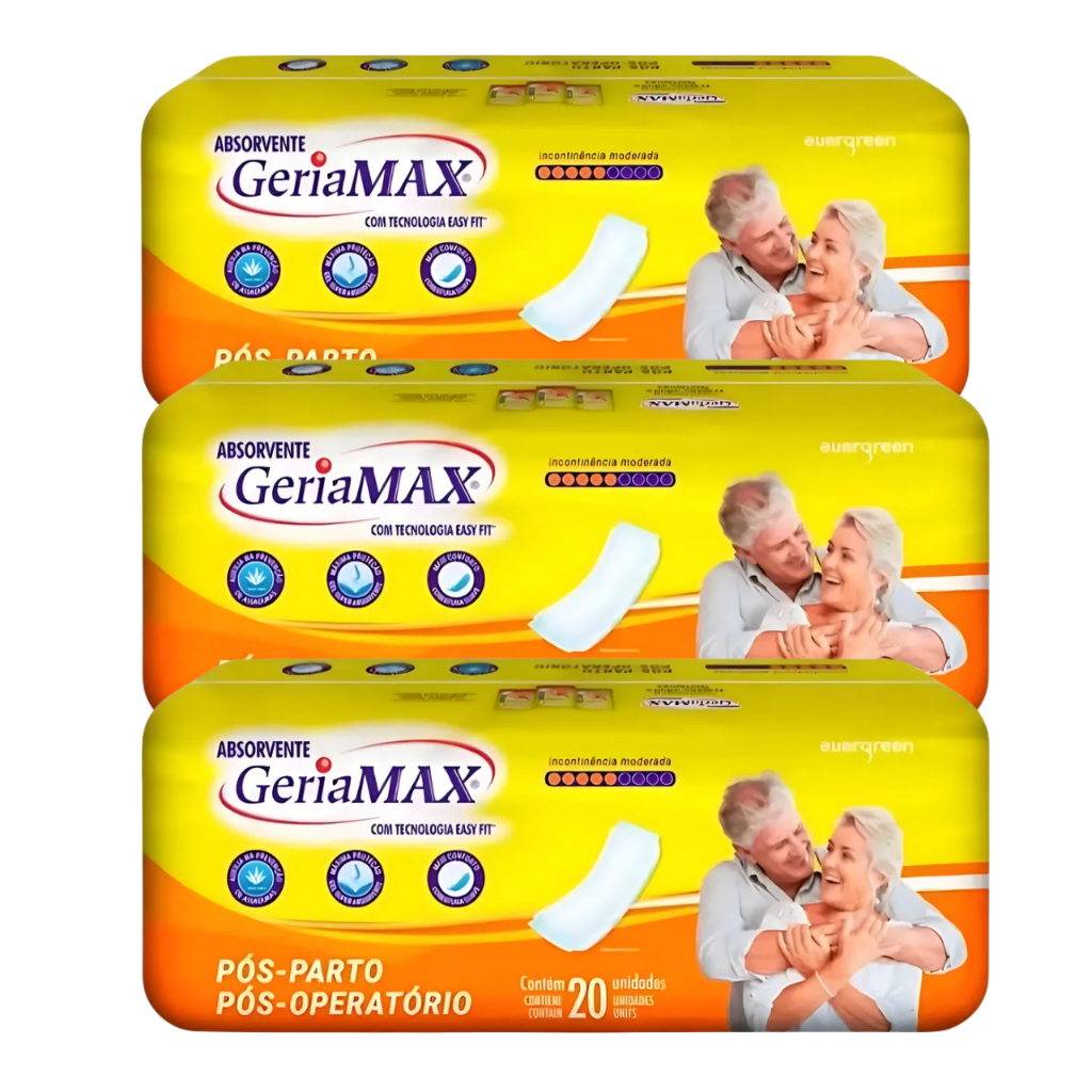 Kit 3 pacotes Absorventes pós-parto/pós-operatório Geriamax  20 un cada em Oferta na Shopee