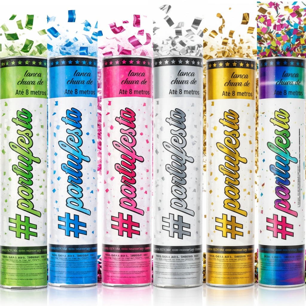 Kit Com 1, 2, 3, 4 ou 5 Lança Confete Festa Papel Casamento Metalizado