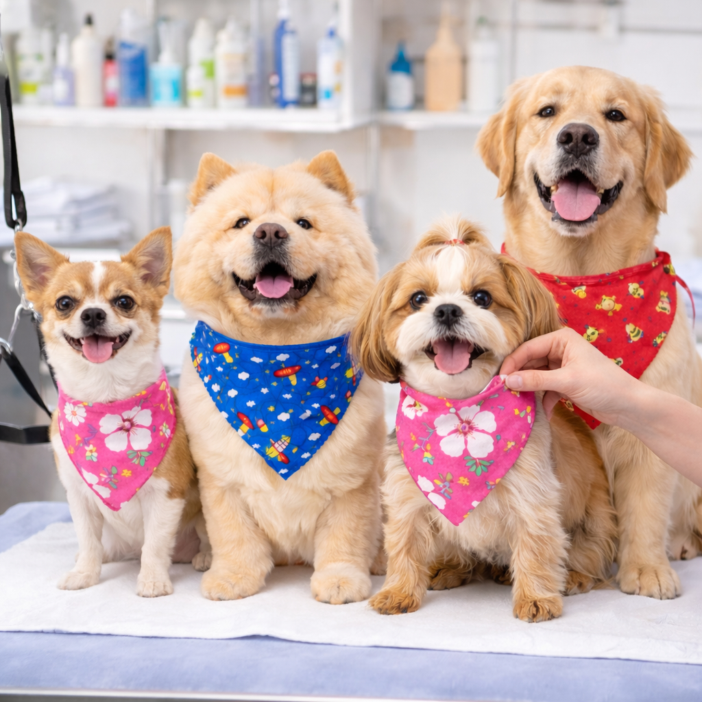 200 Bandanas PET ATACADO para Cães e Gatos Pet Shop Tecido TECTEL SUBLIMADO - Tamanho P, M, G E GG