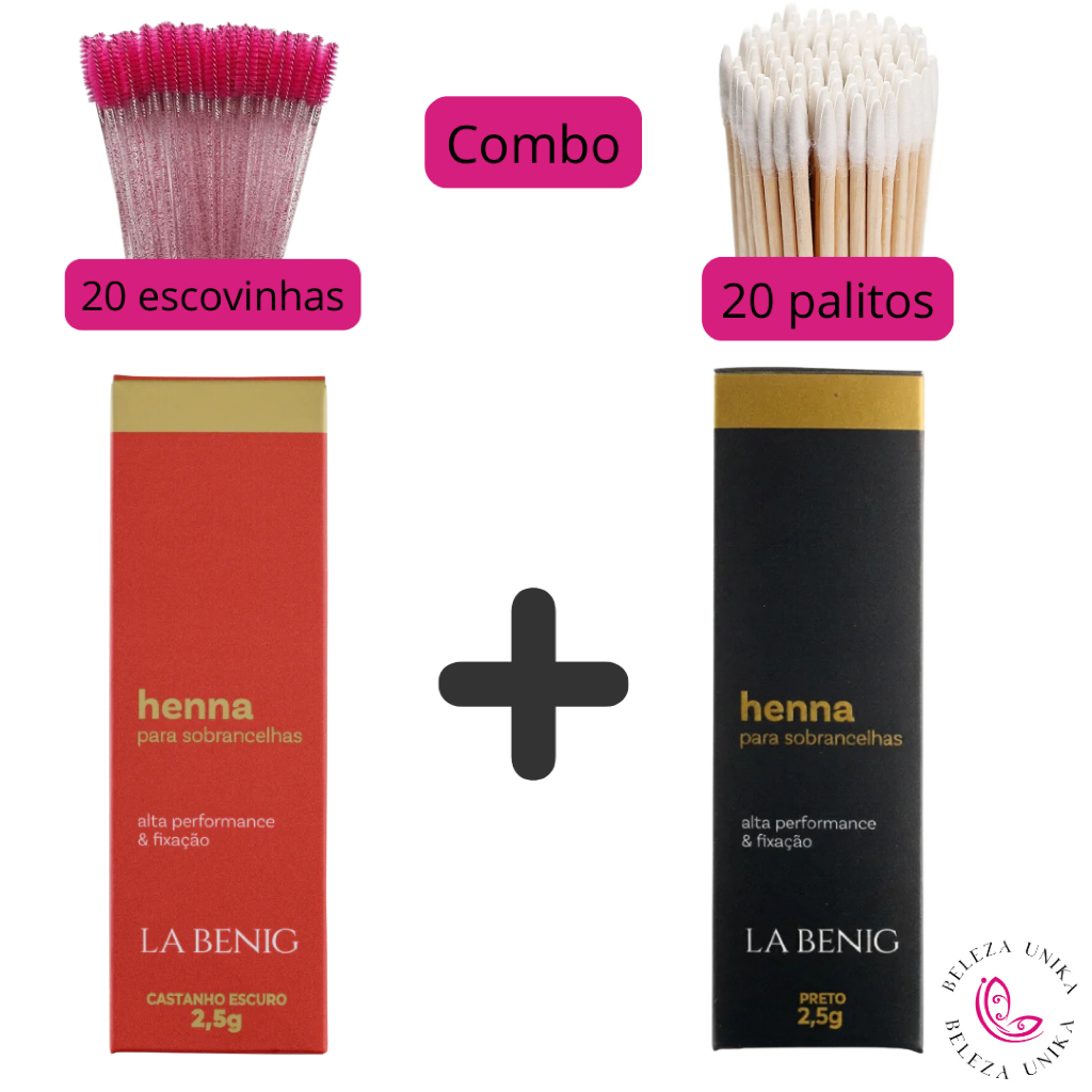 Henna La benig 2,5g kit 2 unidades com brindes