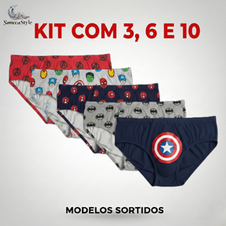 Cueca Infantil Slip Algodão 100% KIT 3, 6 e 10 Unidades em Oferta na Shopee