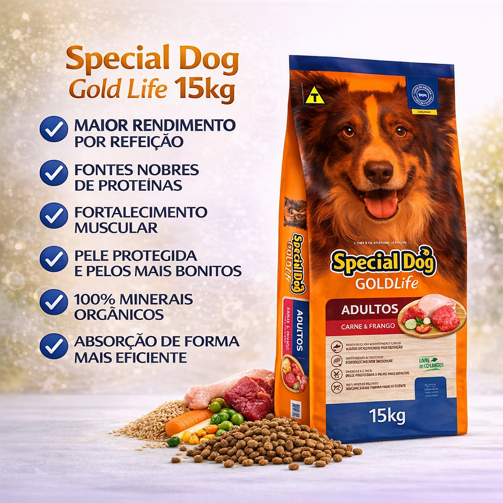 Alimento Special Dog Gold Life Adultos Carne E Frango 15kg em Oferta na Shopee