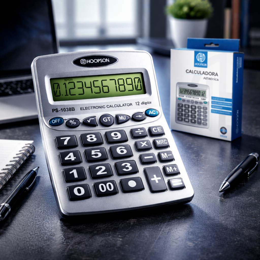 Calculadora Grande 12 Dígitos Visor Amplo Teclas Macias Leve Ideal Escritório e Estudantes Mesa