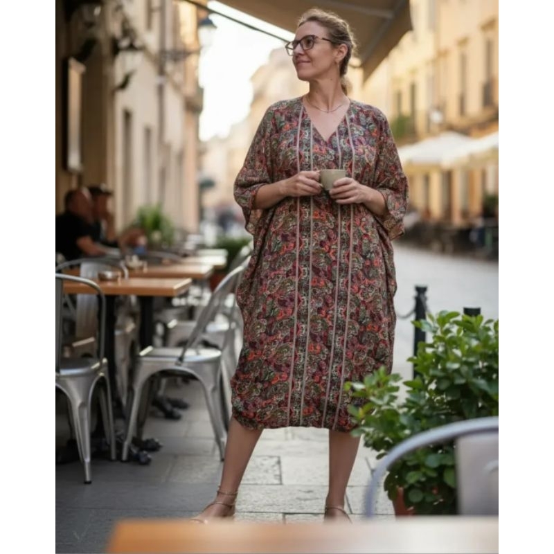 Vestido poncho indiano em seda plus size importados