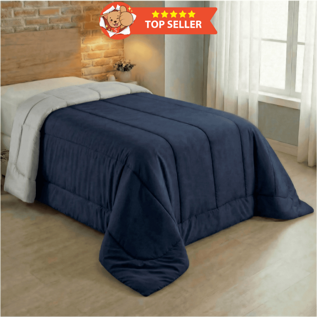 Edredom Solteiro Dupla Face 400 Fios Premium Luxo Macio Quentinho Confortável Não Forma Bolinhas