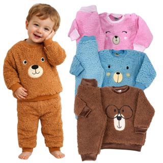 Conjunto Teddy Dupla Face Peluciado Quentinho Inverno Casaco Carneirinho Bebê Infantil Urso Ursinho em Oferta na Shopee