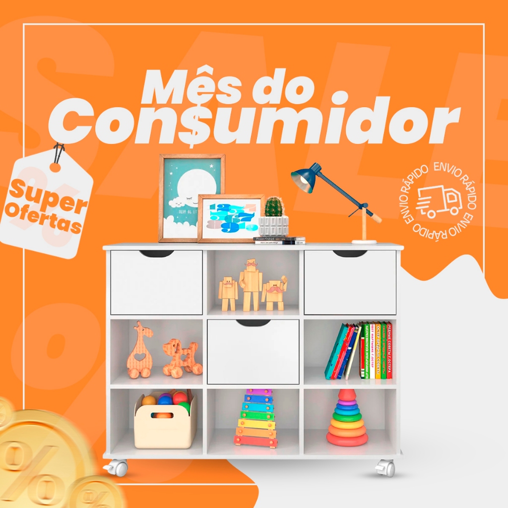 Nicho Organizador com Rodízios Toys 3 Gavetas Q01 Branco - Mpozenato em Oferta na Shopee