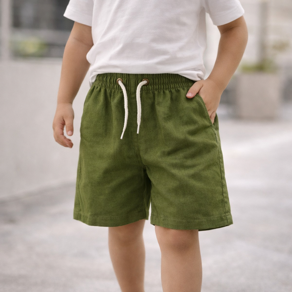 Bermuda Infantil Masculina Linho Leve Confortável Verão Casual Alta Qualidade Escola Passeio Calor Verão Praia
