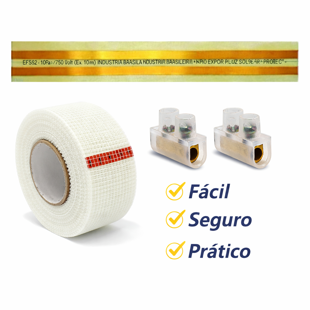 Kit Eletrofita 2 pistas 10A - 2 metros de Eletrofita com 4 conectores e Tela de fibra de vidro. em Oferta na Shopee