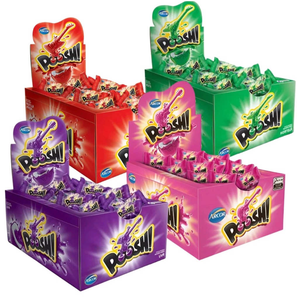 Kit C/4 Caixas de Chicletes Poosh Sabores Sortido em Oferta na Shopee