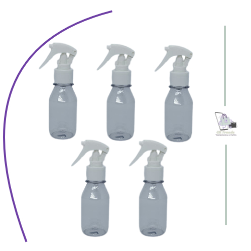 Kit 5 unidades Frasco 100ml Válvula Spray mini Gatilho - Perfume, Aromatizante Ambiente, Álcool líquido etc.