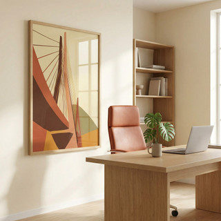 Quadro Decorativo Sala Com Moldura E Vidro Quadro Minimalista Quadro Abstrato Grande Ponte Estaiada