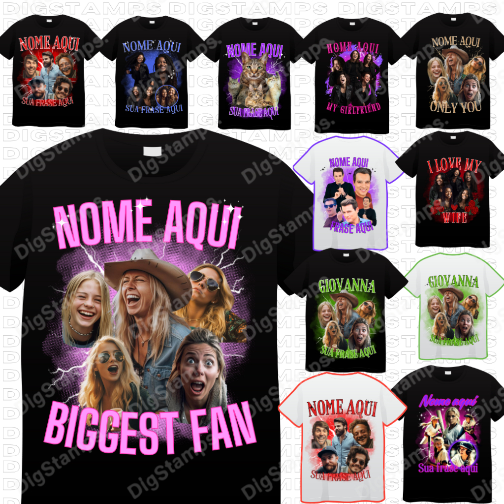 Camiseta Personalizada com Fotos Casal, Filhos, Pet, Mãe, Pai, Avós, Amigos, Namorados