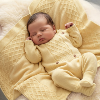 Saída Maternidade Luxo Tricô Menina Menino Recém Nascido Reborn Macacão Manta Tricot RN em Oferta na Shopee