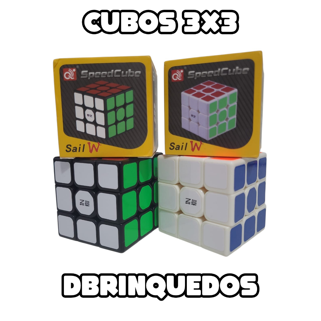 Cubo Mágico 3x3 QY SpeedCube Sail W Preto ou Branco Adesivado Profissional Giro Suave