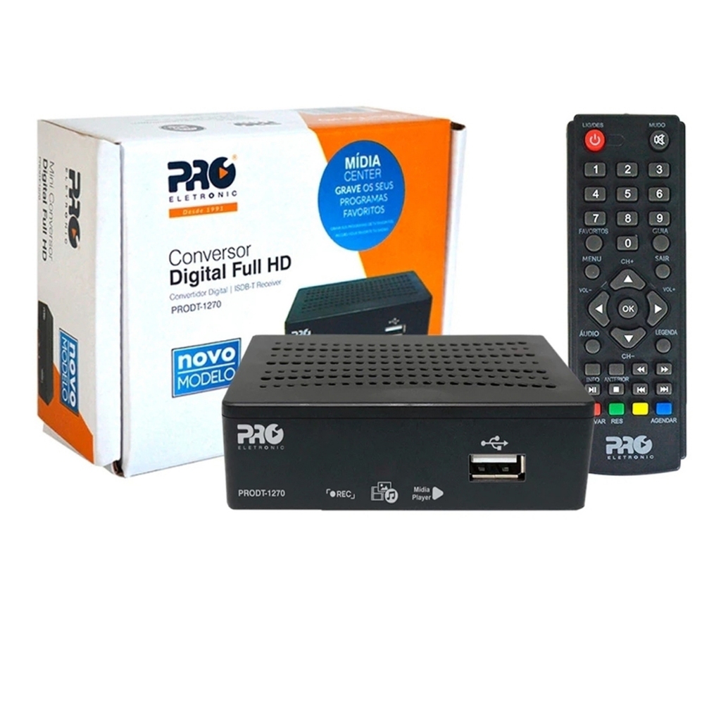 Conversor TV Digital Gravador Receptor Full HD Pro Eletronic para TV Sinal Analógico Antiga