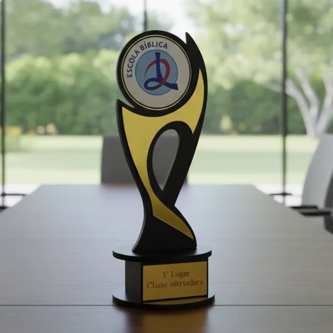 Troféu Campeão Simples Personalizado Ouro 40cm