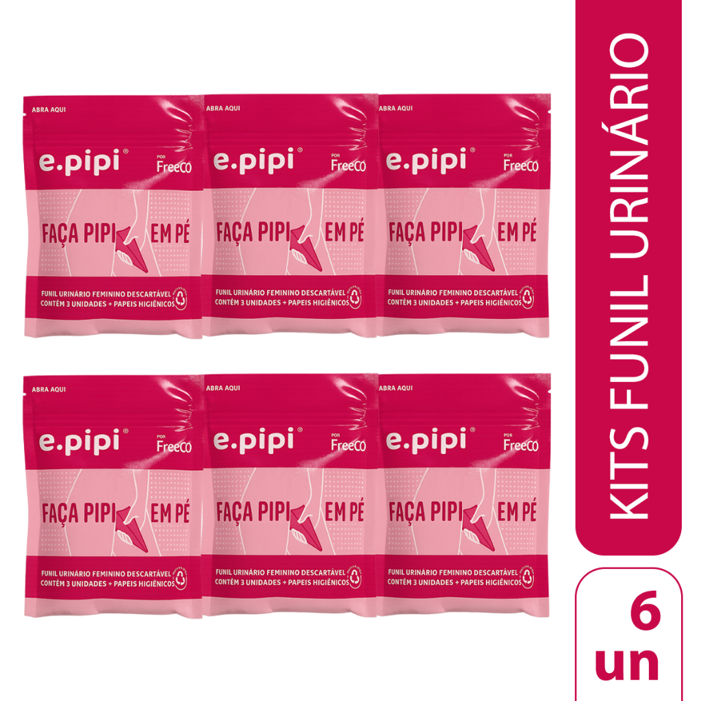 E.pipi - Funil Urinário Descartável - Kit com 6 embalagens com 3 unidades cada