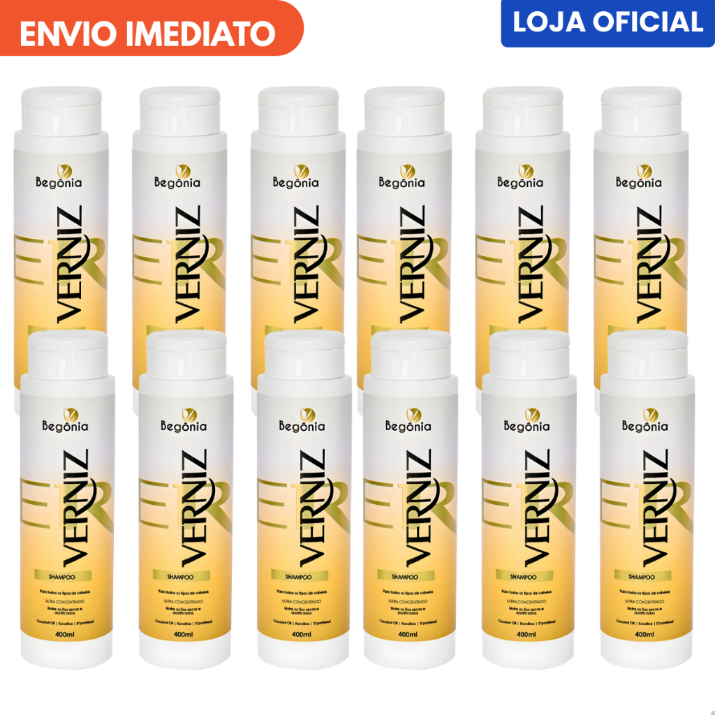 12 Unidades Shampoo Verniz 400ml Begônia Cosméticos