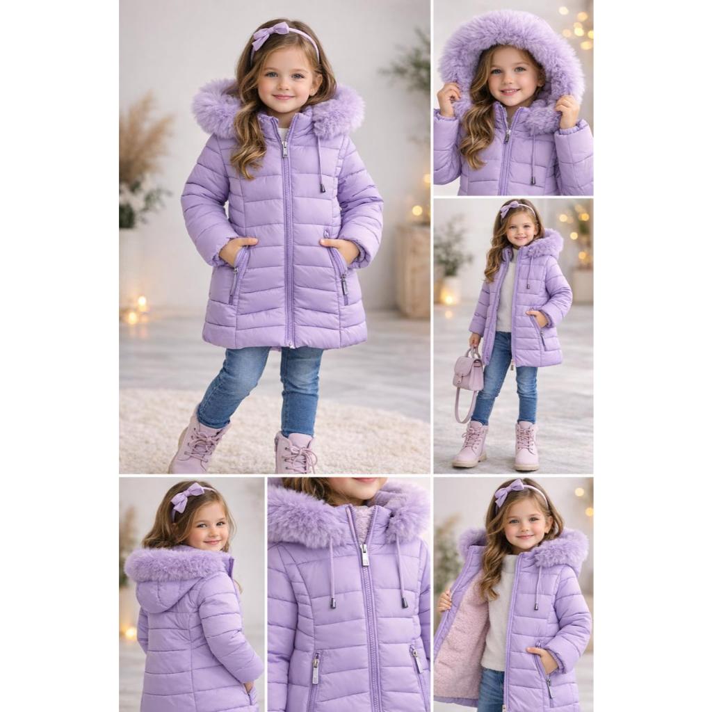 Nova Jaqueta com Capuz para Meninas, Outono/Inverno, Cor Sólida, Versátil, à Prova de Vento, Quente e Espessa, com Capuz