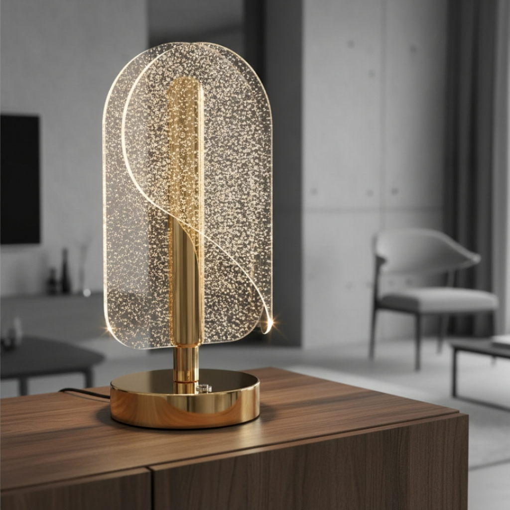 Luminária Decorativa Abajur de Mesa Dourada Led Sensivel ao Toque Touch