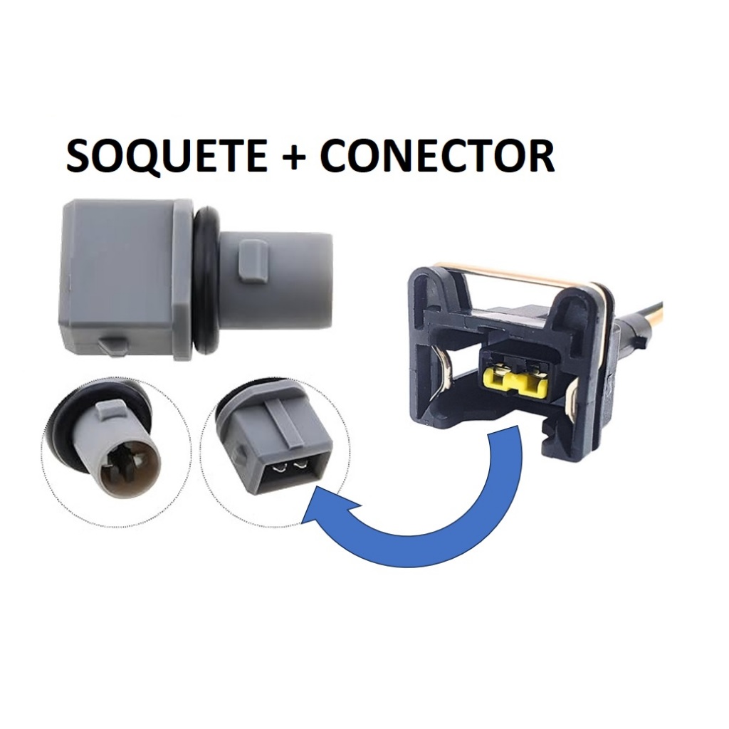 Chicote Conector 2 Vias + Soquete Lâmpada Pingo T10 W5W Universal Reposição Automotiva