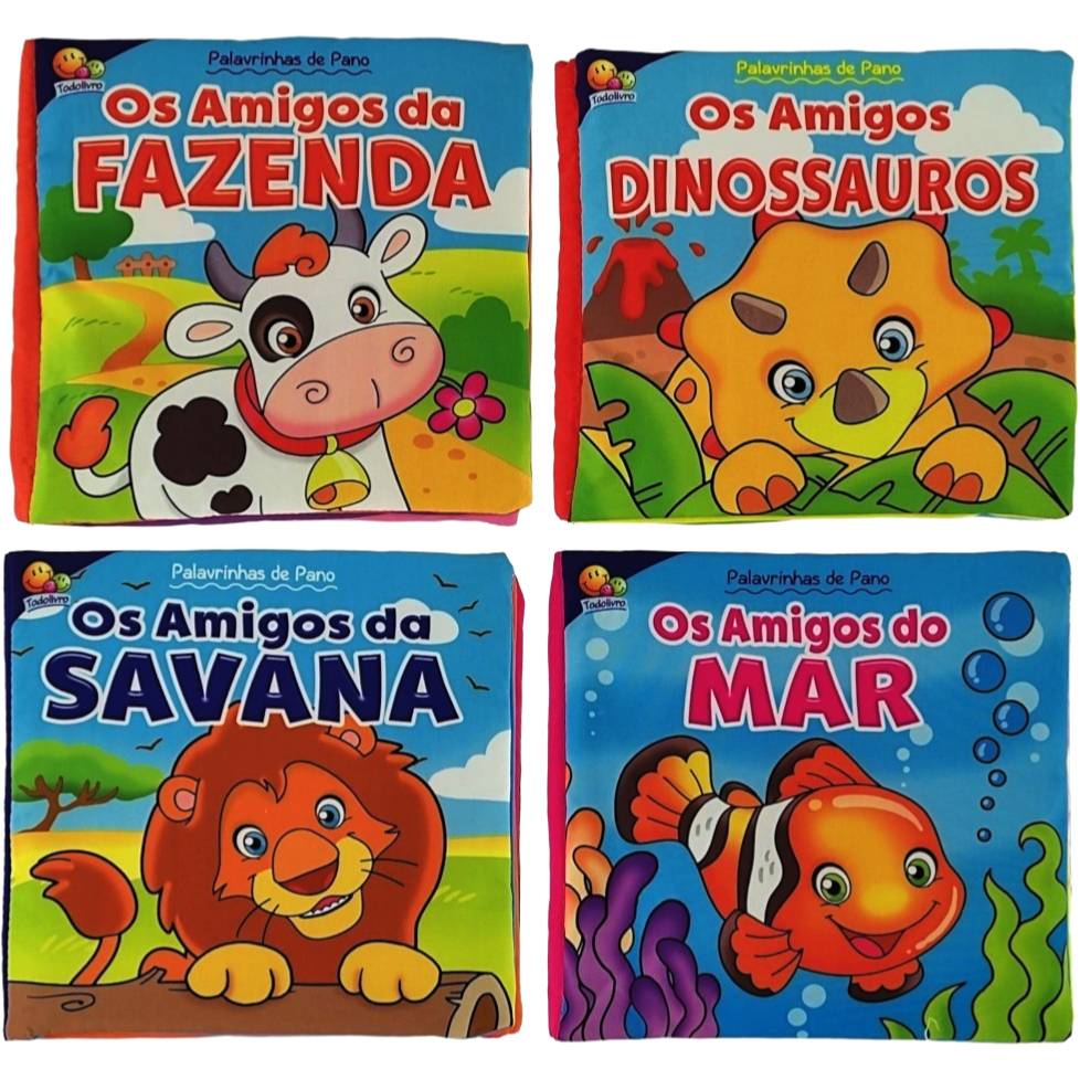 Livro em Tecido para Bebê Tamanho 20x20 cm - Grande - Macio - Ricamente Ilustrado