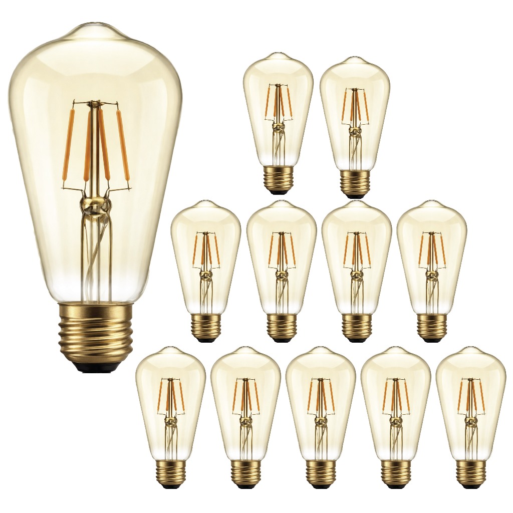 Kit 12 Filamento led 4w st64 E27 2000k Bivolt lampada Vintage Retro em Oferta na Shopee